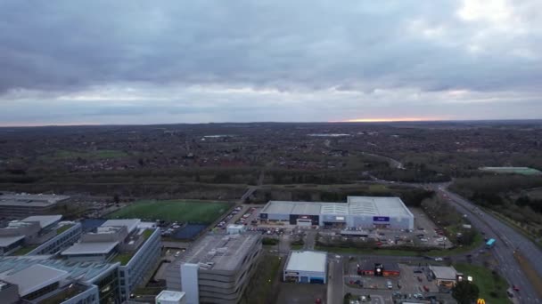 Aerial Footage Central Milton Keynes City England Just Sunset Cloudy — Vídeos de Stock