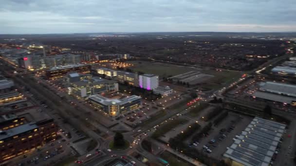 Aerial Footage Central Milton Keynes City England Just Sunset Cloudy — Vídeos de Stock