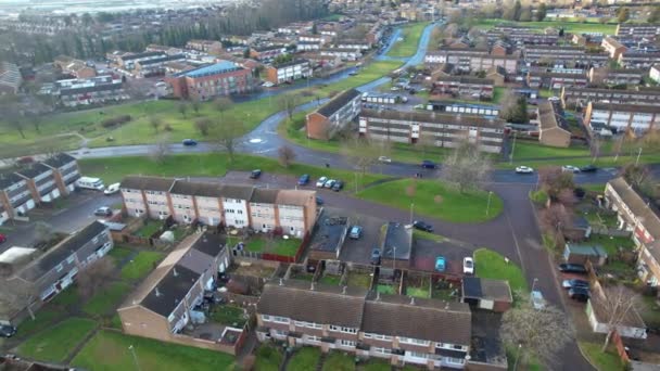 High Angle Aerial Footage Central City Buildings Luton Town England — Vídeo de Stock