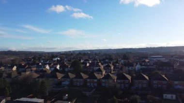 İngiltere 'nin Güzel Britanya Şehri Merkez Luton' unun Hava Görüntüsü. Drone 'un Şehir Kamerası 02-Januaryl-2023' te yakalandı.