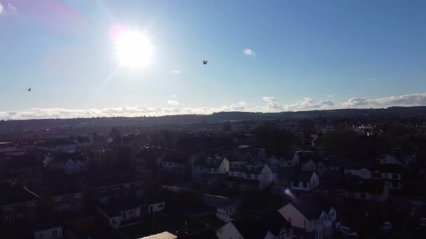 Nagranie Lotnicze Pięknego Brytyjskiego Miasta Central Luton Anglii Kamera Drona — Wideo stockowe