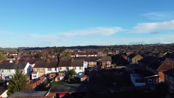 Luchtfoto Van Beautiful British Town Central Luton England Drone Camera — Stockvideo
