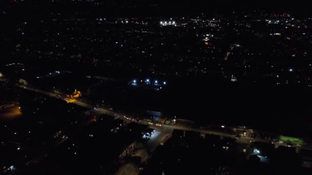Smuk Aerial View Belyst Britiske Veje Natten Drones High Angle – Stock-video
