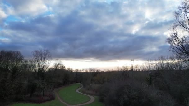 High Angle Footage Dramatical Clouds Sky Sunset Milton Keynes City — Stock video