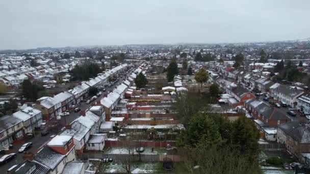 Högvinkelfilm Luton City England Lätta Snöfall Den Mars 2023 — Stockvideo