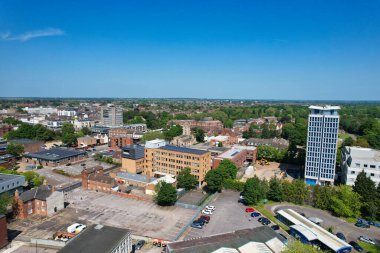 Bedford, İngiltere - 27 Mayıs 2023: Bedford kasabasının havadan görünüşü