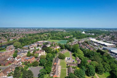 Bedford, İngiltere - 27 Mayıs 2023: Bedford kasabasının havadan görünüşü