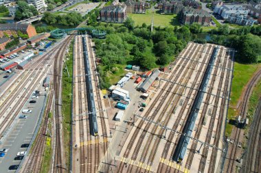 Bedford, İngiltere - 27 Mayıs 2023: Bedford kasabasının havadan görünüşü