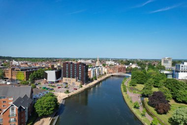 Bedford, İngiltere - 27 Mayıs 2023: Bedford kasabasının havadan görünüşü