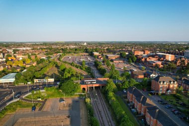 Bedford, İngiltere - 27 Mayıs 2023: Bedford kasabasının havadan görünüşü