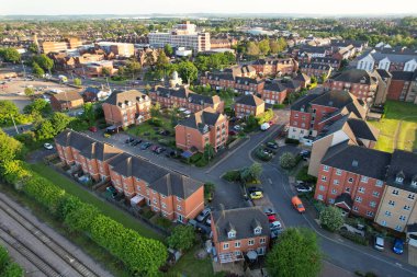 Bedford, İngiltere - 27 Mayıs 2023: Bedford kasabasının havadan görünüşü