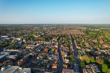 Bedford, İngiltere - 27 Mayıs 2023: Bedford kasabasının havadan görünüşü