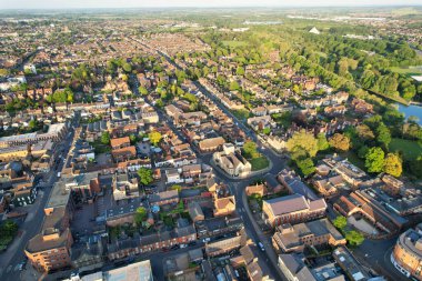 Bedford, İngiltere - 27 Mayıs 2023: Bedford kasabasının havadan görünüşü