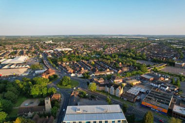 Bedford, İngiltere - 27 Mayıs 2023: Bedford kasabasının havadan görünüşü