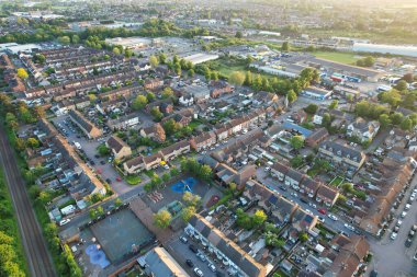 Bedford, İngiltere - 27 Mayıs 2023: Bedford kasabasının havadan görünüşü