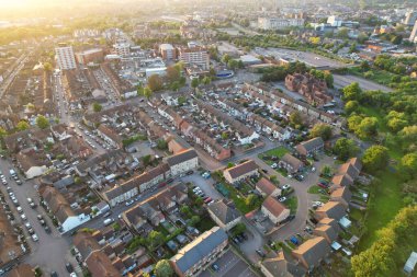 Bedford, İngiltere - 27 Mayıs 2023: Bedford kasabasının havadan görünüşü