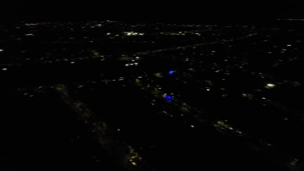 Night Aerial View Illuminated British City Drone Footage Luton Town — Stockvideo