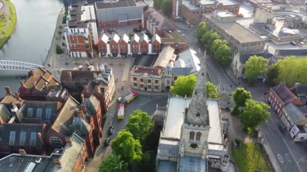 Luftaufnahmen Von Central Bedford City England Aufnahmen Der Innenstadt Mit — Stockvideo