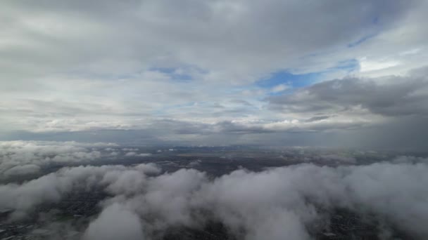 Most Beautiful Aerial View Clouds Morning Dramatically Fast Moving Clouds — ストック動画
