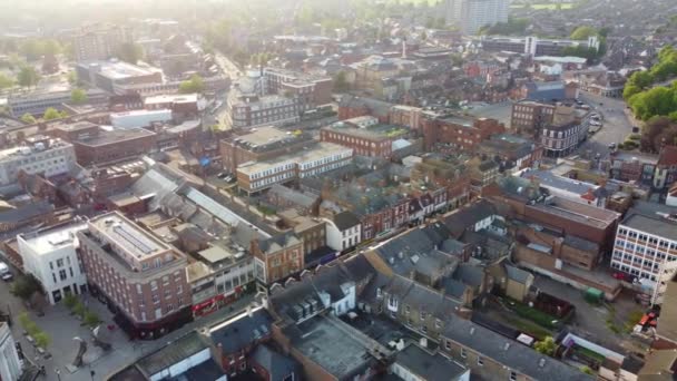 Ngiltere Nin Bedford Şehrinin Güzel Hava Görüntüleri Şehir Merkezindeki Kamera — Stok video