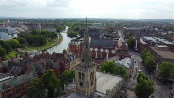 Vackra Flygbilder Från Central Bedford City England Downtown Film Togs — Stockvideo