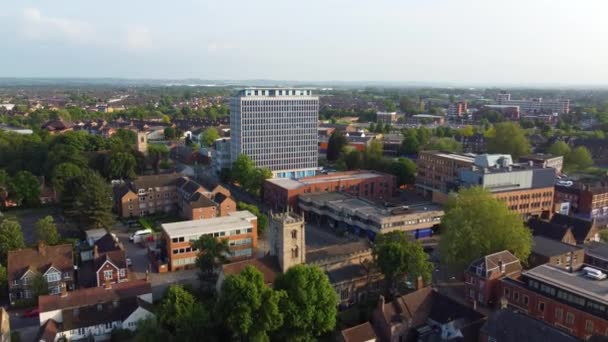 Filmagem Aérea Central Bedford City England Grã Bretanha Reino Unido — Vídeo de Stock