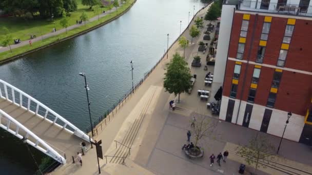 Воздушный След Центрального Города Англии Великобритании Съемка Центра Города Сделана — стоковое видео