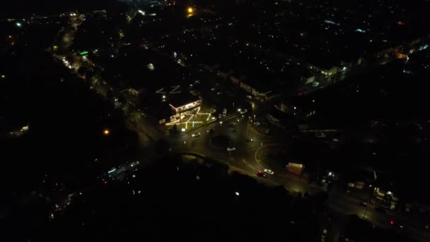 Time Lapse Vista Aérea Ciudad Británica Iluminada Carreteras Por Noche — Vídeos de Stock