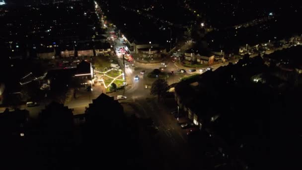 Time Lapse Aerial Footage British City Illuminated Roads Traffic Filmación — Vídeo de stock