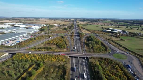 High Angle Footage British Roads Traffic Bedford City England Záběr — Stock video