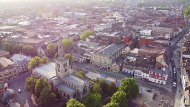 Beautiful Aerial Footage Central Bedford City England Downtown Footage Captured — Stock Video