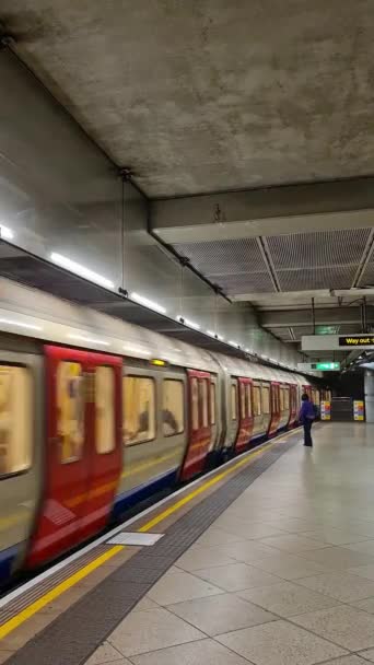 Mensen Die Met Trein Reizen Central London Capital City England — Stockvideo