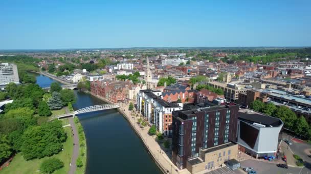 Anglia Bedford City Légi Felvételei Rögzítve Drone Kamerájával Egy Gyönyörű — Stock videók