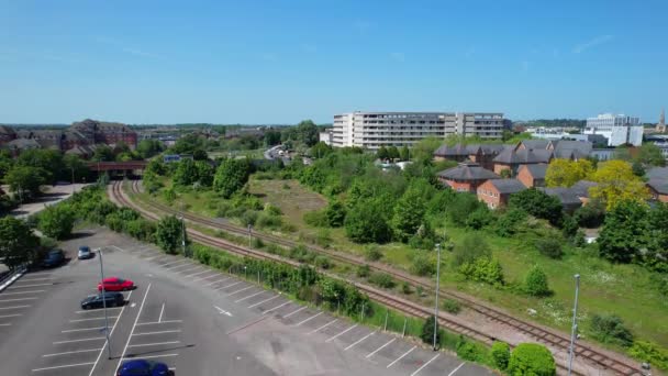 Ngiltere Nin Bedford Şehrinin Hava Görüntüleri Mayıs 2023 Güzel Güneşli — Stok video