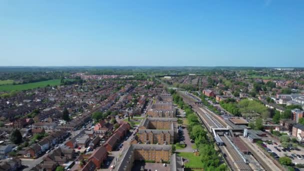 Ngiltere Nin Bedford Şehrinin Hava Görüntüleri Mayıs 2023 Güzel Güneşli — Stok video