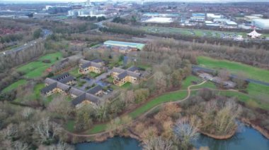 İngiltere 'nin Milton Keynes şehrinin yüksek açılı görüntüsü, 27 Ocak 2023' te Drone 'un Kamerası ile çekildi.