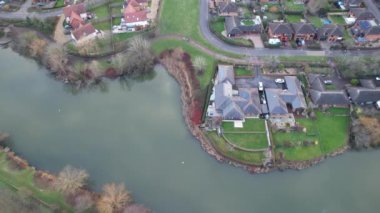 İngiltere 'nin Milton Keynes şehrinin yüksek açılı görüntüsü, 27 Ocak 2023' te Drone 'un Kamerası ile çekildi.