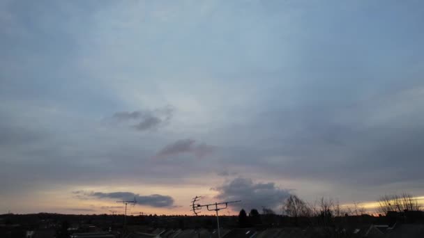 Sunrise Sky Clouds Filmagem Luton City England Reino Unido — Vídeo de Stock
