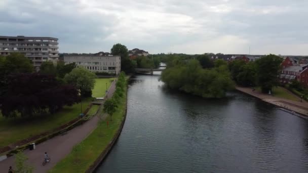 High Angle Aufnahmen Von Central Bedford Town England Großbritannien Luftaufnahmen — Stockvideo