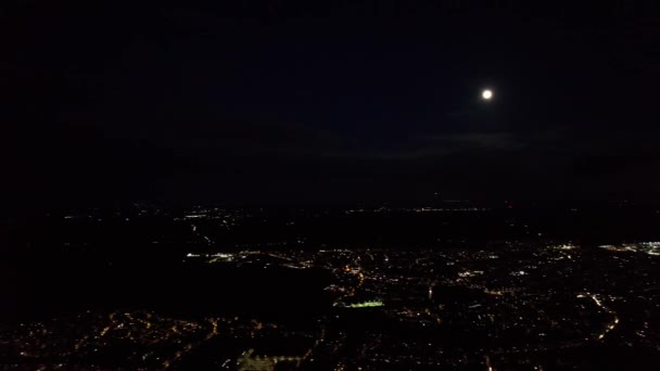 Imágenes Aéreas Ciudad Luton Durante Noche Imágenes Gran Angular Ciudad — Vídeos de Stock