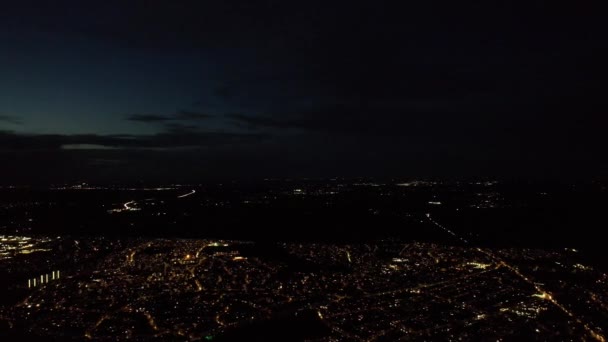 Filmagem Aérea Cidade Luton Durante Noite Imagens Alto Ângulo Cidade — Vídeo de Stock