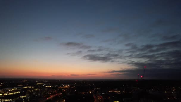 High Angle Footage Central Milton Keynes City England Just Sunset — Vídeos de Stock