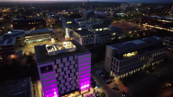 High Angle Footage Central Milton Keynes City England Just Sunset — Vídeo de stock