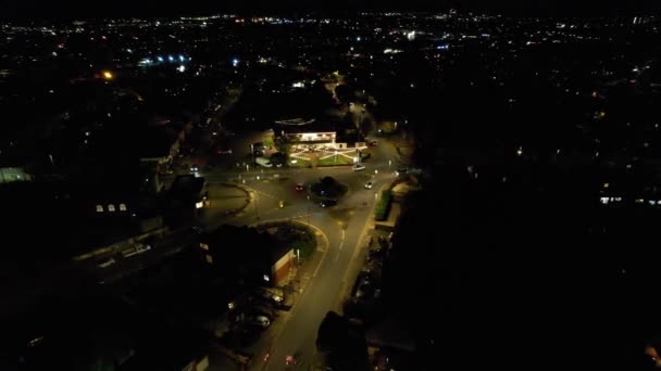 Nagranie Lotu Ptaka Luton City Nocy Nagranie Brytyjskiego Miasta Pod — Wideo stockowe