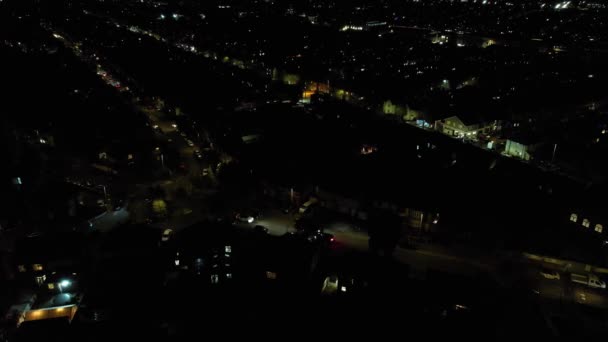 Imágenes Aéreas Ciudad Luton Durante Noche Imágenes Gran Angular Ciudad — Vídeos de Stock