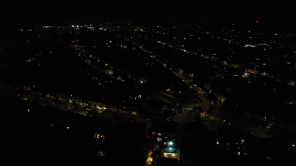 Αεροπλάνα Της Πόλης Luton Κατά Διάρκεια Της Νύχτας Υψηλής Γωνίας — Αρχείο Βίντεο