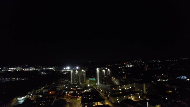 Aerial View Central Luton Town England Osvětlené Budovy Silnice Záběry — Stock video