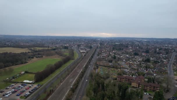 Vista Aérea Cidade Luton Inglaterra Durante Pôr Sol Nublado — Vídeo de Stock