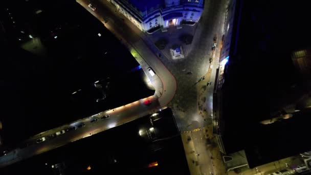 Veduta Aerea Della Central Luton Town England Edifici Strade Illuminate — Video Stock