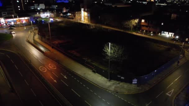 Veduta Aerea Della Central Luton Town England Edifici Strade Illuminate — Video Stock